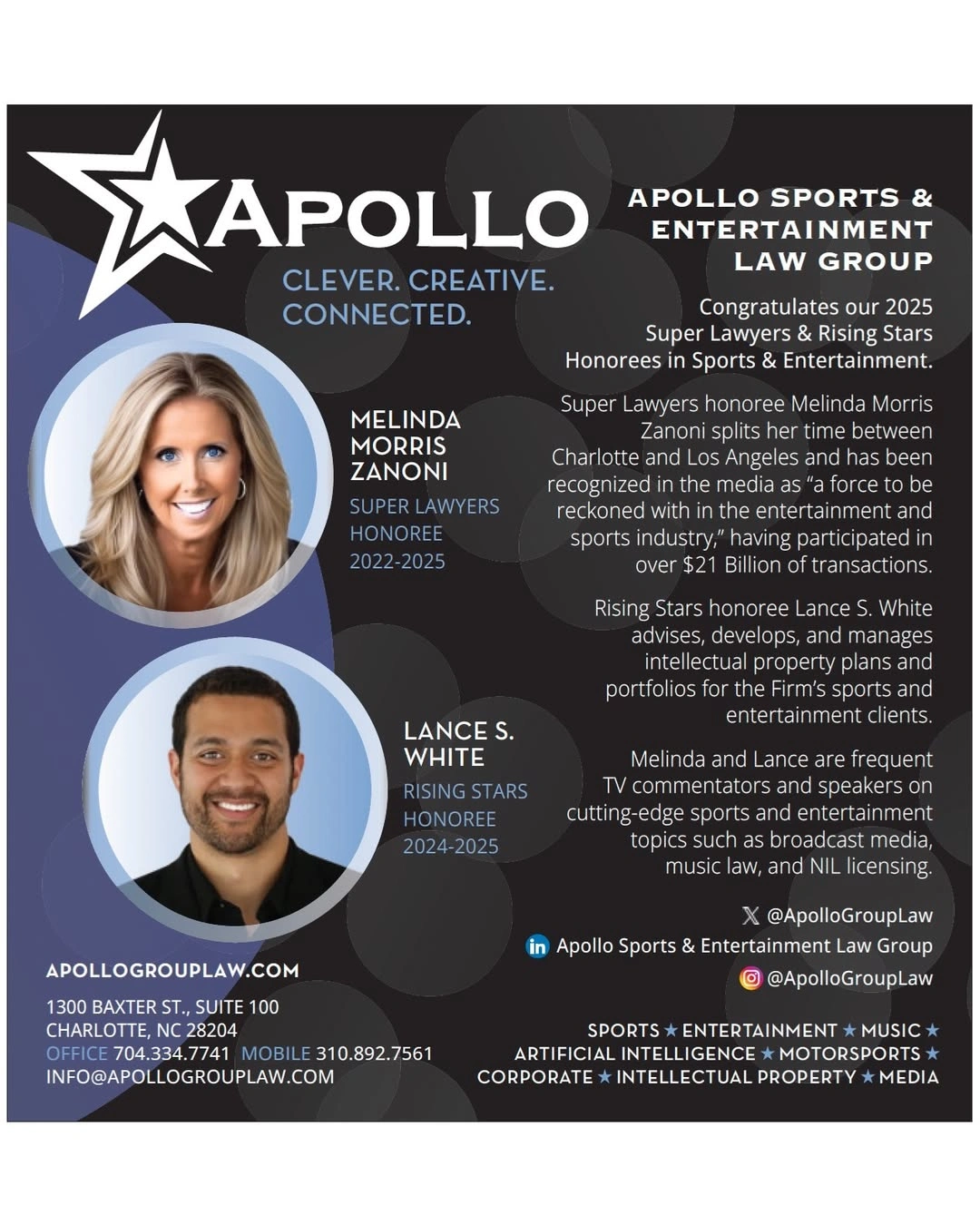 Featured image for “Congratulates our 2025 Super Lawyers & Rising Stars Honorees in Sports & Entertainment.”
